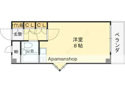 ベルエスポワール(ワンルーム/1階)の間取り写真