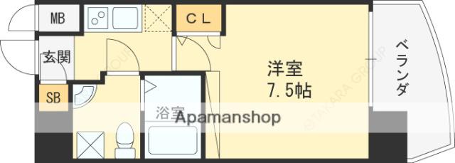 TLRレジデンス高井田(1K/8階)の間取り写真