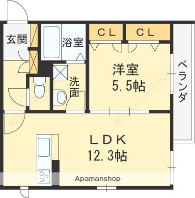 シャーメゾン新石切アネックス(1LDK/3階)の間取り写真