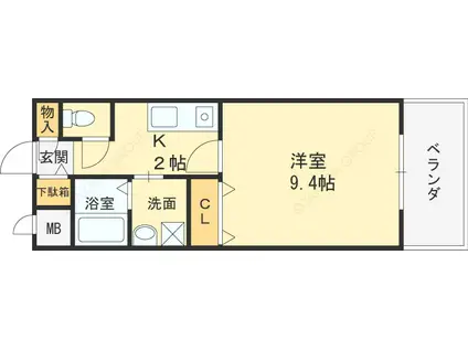 コンフォートエヌズ(1K/4階)の間取り写真