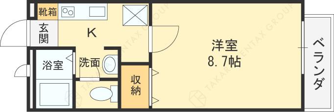 GRAND CHARIOT A(1K/1階)の間取り写真