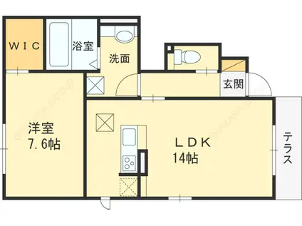 プルメリア(1LDK/1階)の間取り写真
