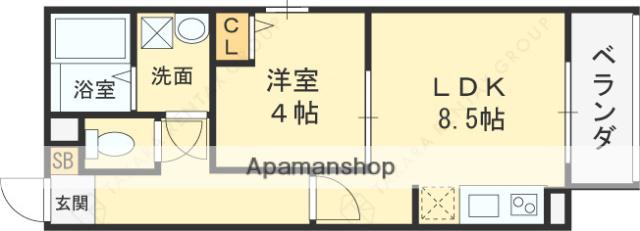 エール北巽(1LDK/3階)の間取り写真