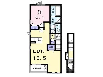 メゾン東林(1LDK/2階)の間取り写真