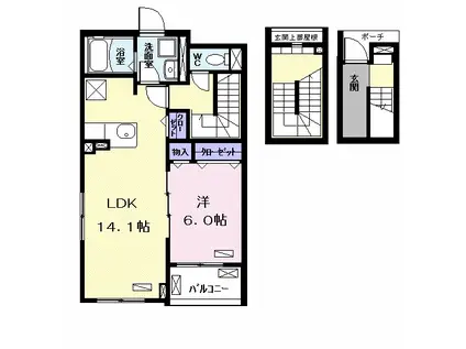リジエールⅠ(1LDK/3階)の間取り写真