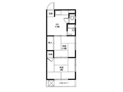 サンハイツ伊丹(2DK/1階)の間取り写真