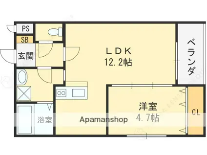 GARDEN HILL 瓢箪山(1LDK/3階)の間取り写真