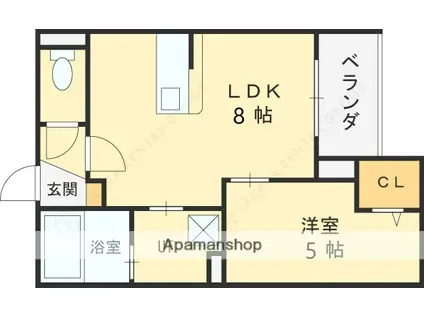 パロス瓢箪山ラドノルテ(1LDK/1階)の間取り写真