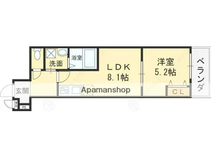 フジパレス駒林2(1LDK/2階)の間取り写真