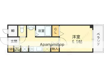 ANGE夙川(1K/2階)の間取り写真