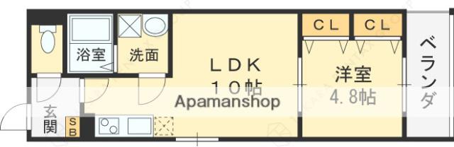 BADGE TOMOI EST Ⅵ(1LDK/2階)の間取り写真