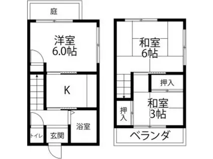 雲雀丘連棟貸家戸建(3K)の間取り写真