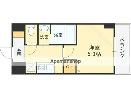 BRILLANTE東花園(1K/5階)の間取り写真