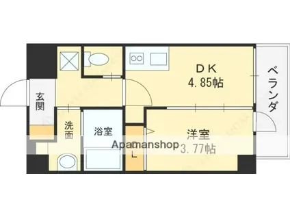 BRILLANTE東花園(1DK/9階)の間取り写真