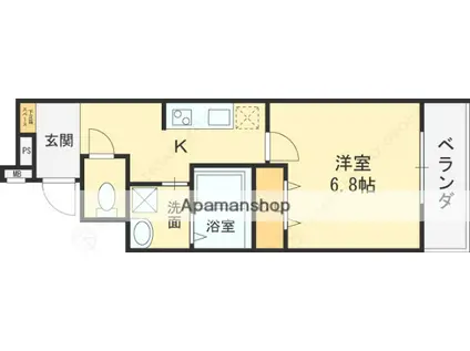 フジパレス八戸ノ里Ⅱ番館(1K/3階)の間取り写真