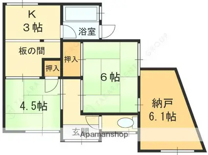 近鉄難波・奈良線 枚岡駅 徒歩5分 1階建 築69年(2SDK)の間取り写真
