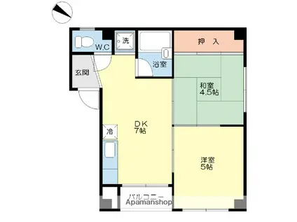 グリンパレス(2DK/4階)の間取り写真