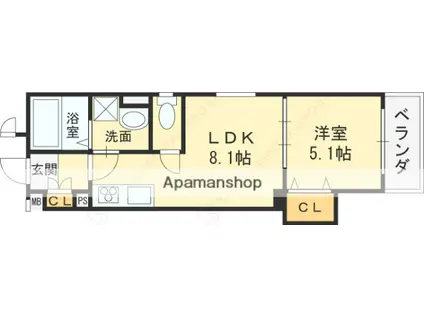 クリエオーレ東山町(1LDK/1階)の間取り写真