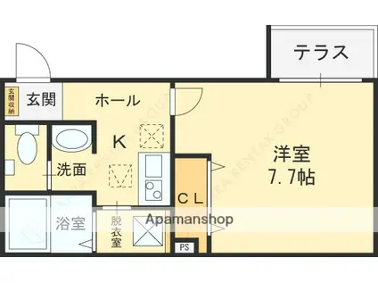 HESTA近大前Ⅱ(1K/1階)の間取り写真