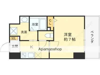 ブランシエスタ都島通(1K/8階)の間取り写真
