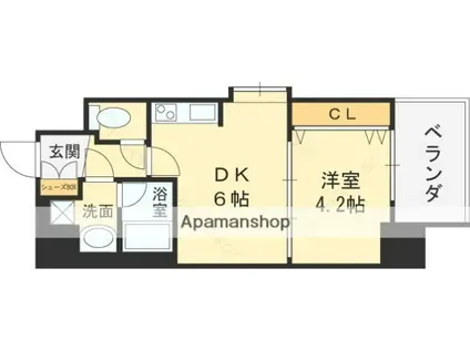 グランカーサ高井田(1DK/12階)の間取り写真