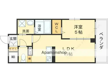 VITA荒本(1LDK/6階)の間取り写真