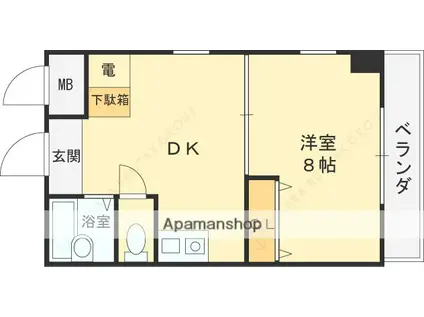 エクスペリエンス(1K/3階)の間取り写真