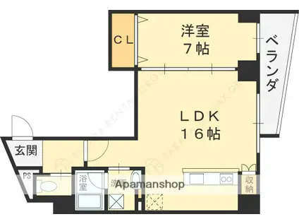 プレミアム長瀬駅前(1LDK/3階)の間取り写真