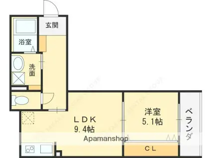 OGAR COURT FUSE(1LDK/2階)の間取り写真