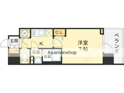 CION OSAKA イースト GATE(1K/12階)の間取り写真