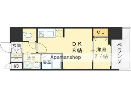 アドバンス大阪アネラ(1K/2階)の間取り写真