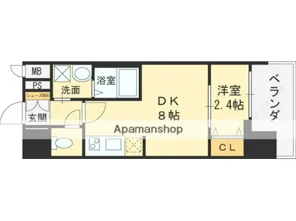 アドバンス大阪アネラ(1DK/2階)の間取り写真