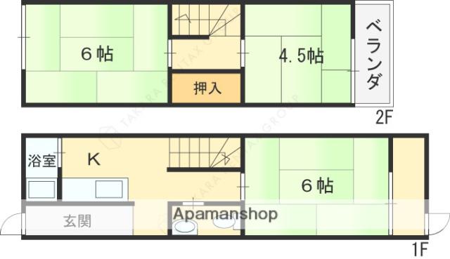 稲葉中古テラスハウス(ワンルーム)の間取り写真