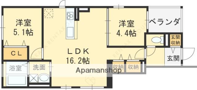 片町線 鴻池新田駅 徒歩10分 2階建 新築(2LDK)の間取り写真