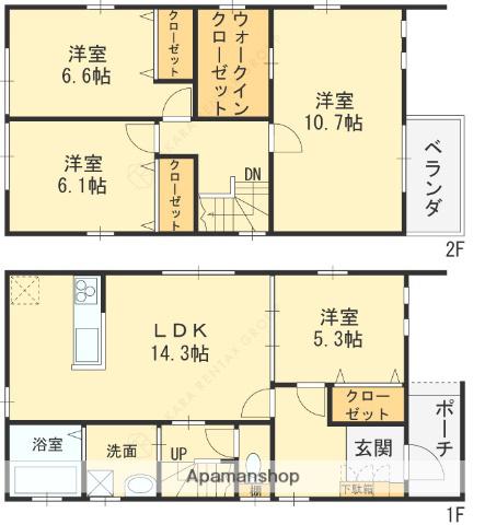 近鉄大阪線 弥刀駅 徒歩7分 2階建 新築(4LDK)の間取り写真