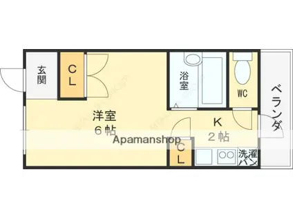 カサデルチルコ(ワンルーム/2階)の間取り写真