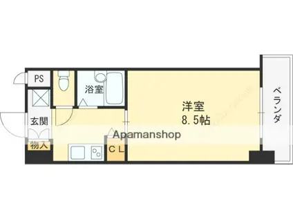 ロータリーマンション長田東(1K/7階)の間取り写真