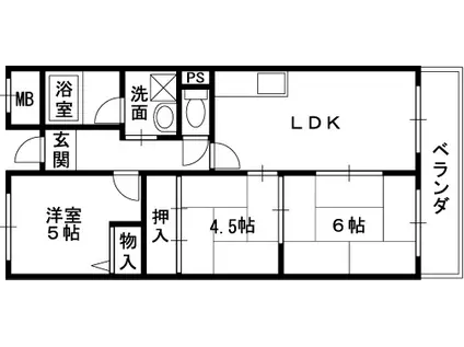 リープハーベン八尾木(3LDK/5階)の間取り写真