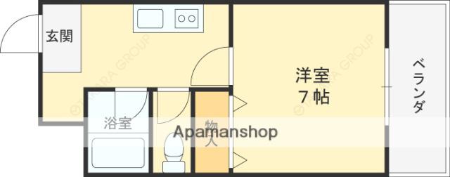 パルテカワサキ(1K/4階)の間取り写真