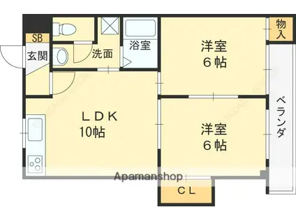 ビューハイツA&K(2LDK/3階)の間取り写真