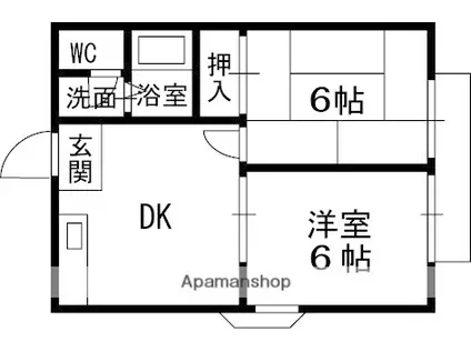 エステートピア安田Ⅰ・Ⅱ(2DK/1階)の間取り写真