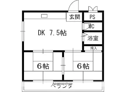 山田マンション(2DK/2階)の間取り写真