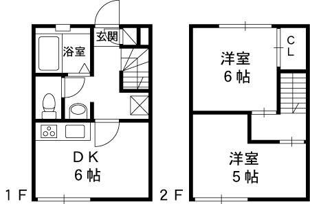 レオパレス枚岡ヒルズ(2DK/1階)の間取り写真