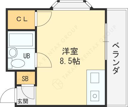 ハイム旭町(ワンルーム/2階)の間取り写真