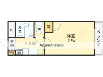 ミモザハウス(1K/2階)の間取り写真