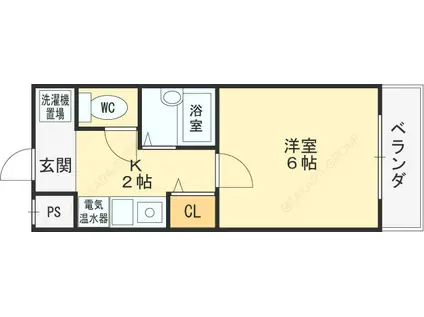 サンライズヒルズ(1K/2階)の間取り写真
