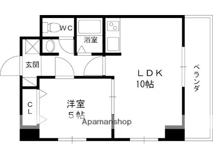 Mプラザ香里一番館(1LDK/6階)の間取り写真
