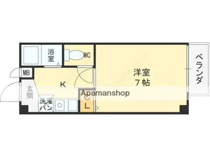 ロンモンターニュ小阪(1K/2階)の間取り写真