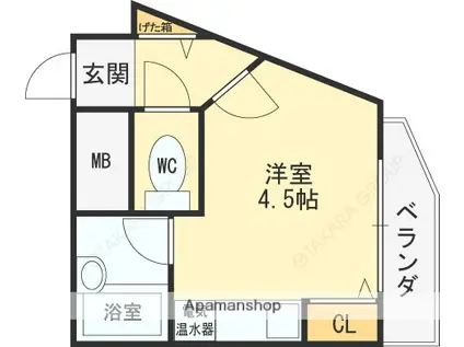 東大阪レヂデンス(ワンルーム/2階)の間取り写真