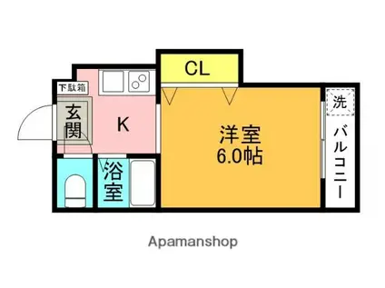 スタジオM(1K/3階)の間取り写真